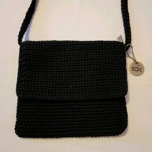 The Sak Black Crotchet Crossbody Purse